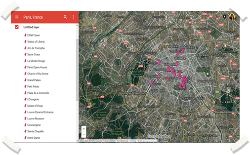 Screenshot image of link and view of Google map of Paris.