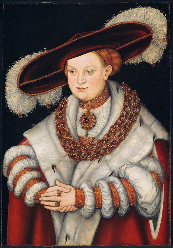 Portrait of Magdalena of Saxony, Wife of Elector Joachim II of Brandenburg, c. 1529, by Lucas Cranach the Elder.